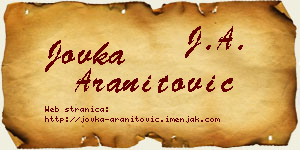 Jovka Aranitović vizit kartica